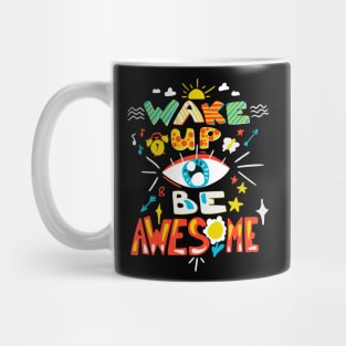 Wake Up Be Awesome Doodle Mug